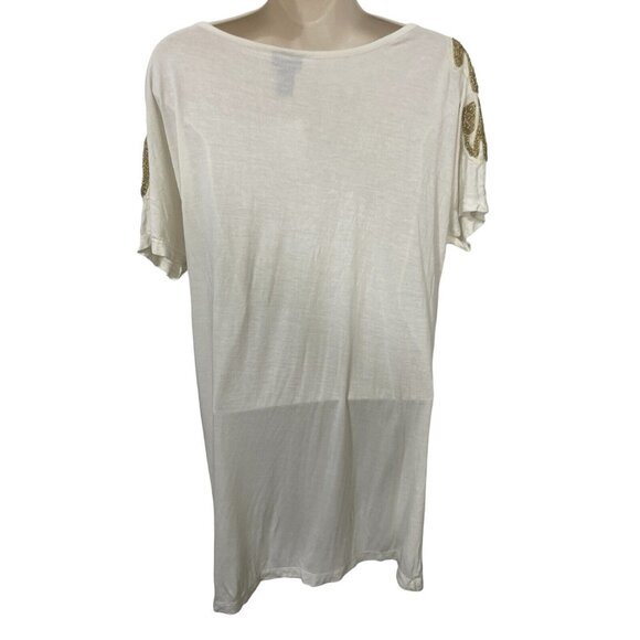 H&M Women's Size Small Cream Minidress with Gold Beaded Shoulder Details - Picture 2 of 12